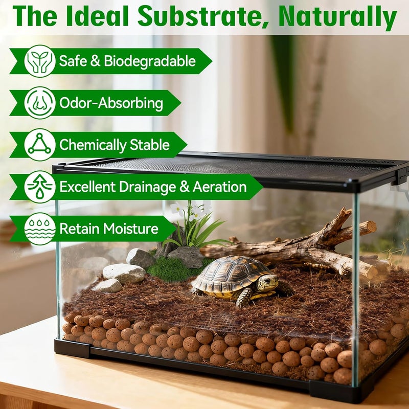 Halatool Reptile Substrate 4QT Leca Balls Terrarium Bedding Organic Hydroton Clay Pebbles Bioactive Drainage Layer for Terrariums & Vivariums Leopard Gecko Tortoise Frog Lizard Ball Python - Image 3